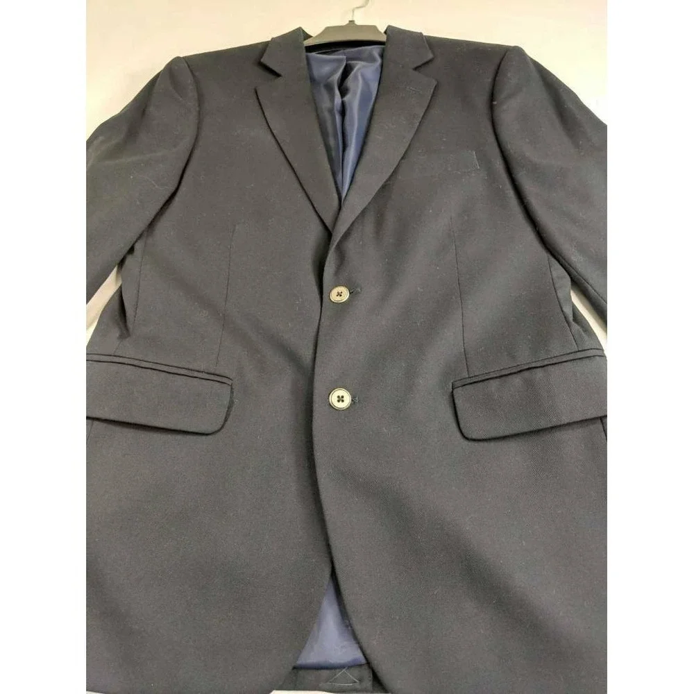 Nautica Mens‎ Two Button Suit Jacket Blue Notch Lapel Pockets Lined Blazer 38 R
